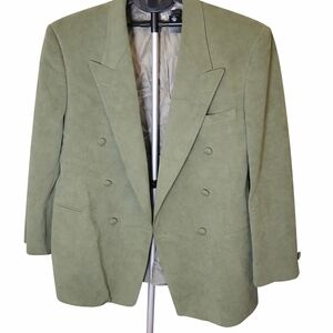 Men's Double-Breasted Suede Sport Coat - Sage Green